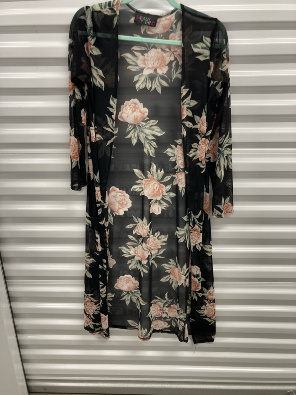 Black Floral Sheer Duster Kimono - SAY Anything